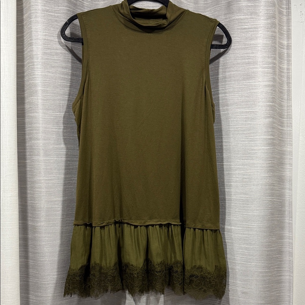 LOGO by Lori Goldstein Olive Sleeveless Tunic - Size Large
